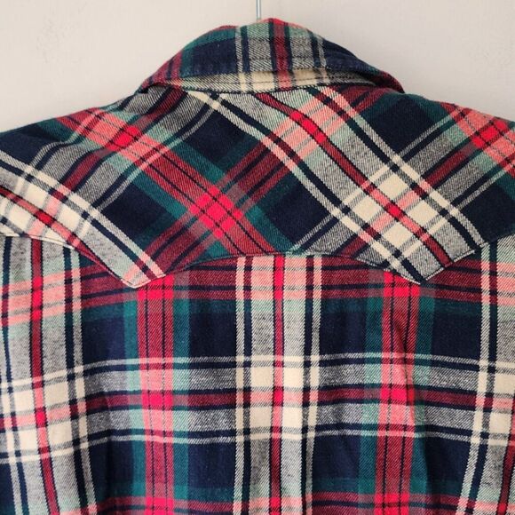 Ralph Lauren Plaid Snap Button Down Shirt | Western Red Green Blue Size S - Picture 8 of 10